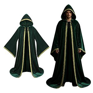 55" LMYOVE Adult Velvet Hooded Wizard Robe Costume (Green) $14.99 + Free Shipping w/ Prime or on $35+