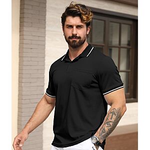 ZITY Mens Polo Shirts Short Sleeve Casual Collared Golf Shirts with Pocket $8.99 AC