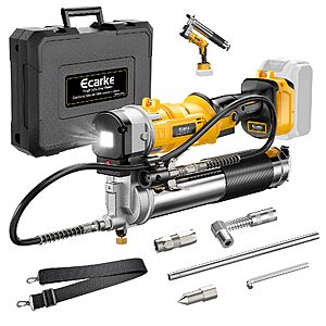 Ecarke 12000PSI Grease Gun for DeWalt 20V Battery, Dual Pistol & in-Line Grip, Works with Bulk Cartridge Grease, with 39 Hose & 4 Couplers $92.59 AC