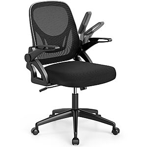 GIANTEX Mesh Office Chair, Ergonomic Desk Chair with Flip-up Arms & Lumbar Support, Height Adjustable Swivel Computer Desk with High Back for Home Office (Black) $54.39