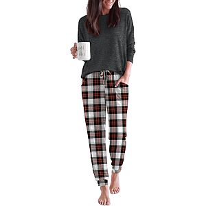 2-Piece Ekouaer Women's Long Sleeve Pajama Set w/ Pocketed Jogger Pants (S-XXL, Various Colors) $11.99 + Free Shipping w/ Prime or on $35+