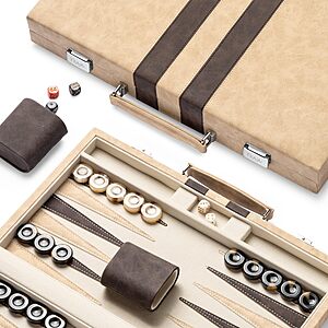 15inch Backgammon Sets for Adults, Classic Backgammon Board , Faux Leather Exterior and Velvet Interior, Portable Backgammon Travel Set (Brown) $23.88 AC