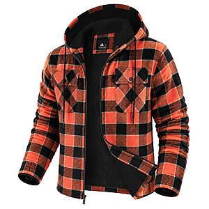 GEEK LIGHTING Men's Flannel Hooded Fleece Sherpa Lined Plaid Jacket $14.99 + Free Shipping w/ Prime or on $35+