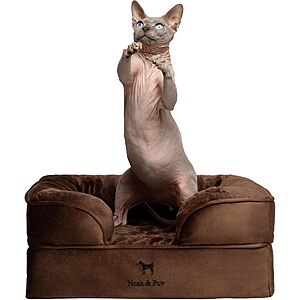 Noah & Paw 20"x15"x8" Orthopedic Memory Foam Bolster Dog & Cat Bed (Brown) $28.89 + Free Shipping w/ Prime or on $35+