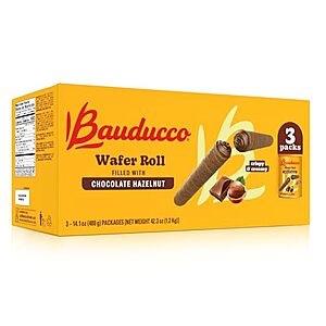 [YMMV, SnS, AC] $6.54 | 3-Pack 14.1-Oz Bauducco Wafer Rolls (Chocolate Hazelnut) at Amazon ($2.18 each)