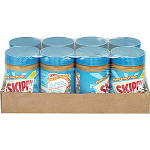 $14.16 or less S&S AMAZON SKIPPY Creamy Peanut Butter, Plant Based Protein, 16.3oz x8
