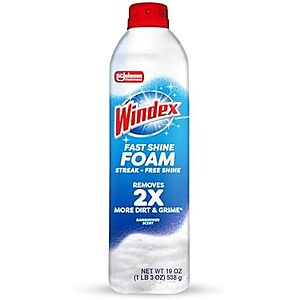 [SnS, AC] $2.04* | 19-Oz Windex Fast Shine Foam Aerosol Glass Cleaner (Rainshower Scent) at Amazon