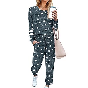 2-Piece Ekouaer Women's Long Sleeve Lounge Suit w/ Pockets From $10.34 + Free Shipping w/ Prime or on $35+