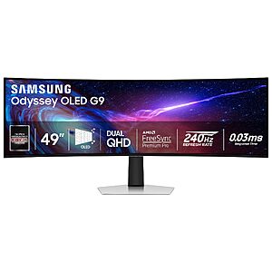 Samsung 49" Odyssey (G93SC) Series QD-OLED Curved Gaming Monitor $899.99