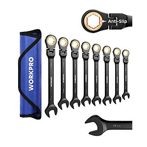 [Prime] 8-Piece WORKPRO 72-Tooth Flex-Head Ratcheting Metric Combination Wrench Set $29.99 + Free Shipping