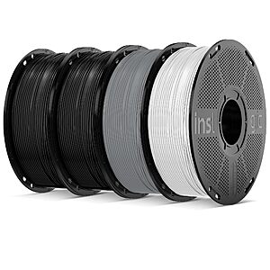 Inslogic Pre-Dried TPU Filament 1.75mm, 90A, 4KG, Black/Black/White/Grey