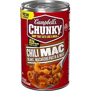 $1.88 or less S&S Campbell's Chunky Soup, Chili Mac, 18.8 Oz Can