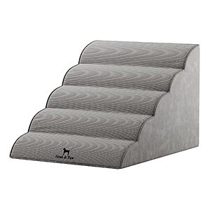 Noah & Paw 27" 5-Step Extra-Wide Pet Stairs w/ Vegan Leather Cover (Grey) $62.99 + Free Shipping