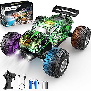 1:18 All-Terrain RC Car w/ LED Lights & 2 Rechargeable Batteries (Green) $12.98 + Free Shipping w/ Prime or on $35+