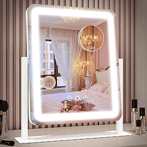 12.6" x 15" ROLOVE LED Vanity Mirror w/ 3-Color Dimmable Lights & Detachable Magnifying Mirror (White) $15.08 + Free Shipping w/ Prime or on $35+