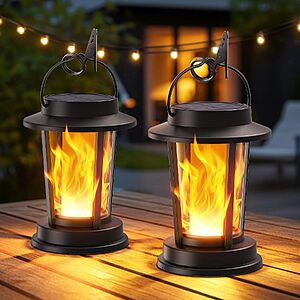 2-Pack TuyLuxe Solar Flickering Flame Outdoor Hanging Lantern $12.99 ($6.49 each) + Free Shipping w/ Prime or on $35+
