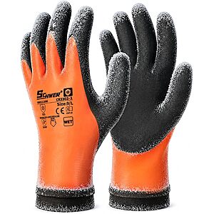 1-Pair Schwer 100% Waterproof Latex Coated Winter Work Gloves (Winter Orange, size M, L or XXL) $2.99 w/ S&S + Free Shipping w/ Prime or on $35+