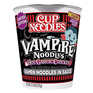 $1.18 Pick Up Walmart  Vampire Hot Garlic Chicken Instant Ramen Noodles in Blood Colored Broth, Limited Edition, 2.75 oz NISSIN