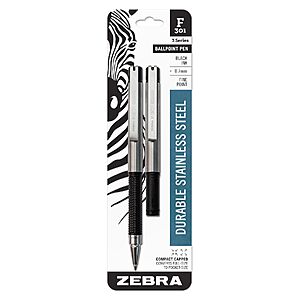2-Pack Zebra Pen F-301 Compact Retractable Ballpoint Pen (Black, 0.7mm) $4.36 + Free Shipping w/ Prime or on $35+