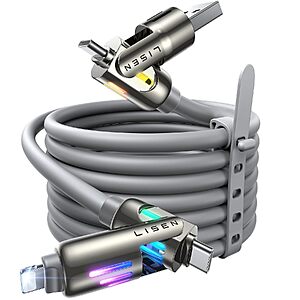 6.6' Lisen 4-in-1 USB-C Charging & Data Cable (Grey, 240W) $6.99 + Free Shipping w/ Prime or on $35+