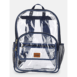 16.6L Wrangler Clear Backpack w/ Denim Trim (Blue) $9.22 & More + Free Shipping w/ Walmart+ or on $35+