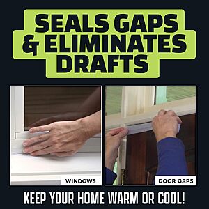 Alien Draft Seal Set of 49 Feet Anti-Draft Adhesive and Flexible Flap to Seal Gaps Around Doors and Windows As Seen On TV $16.99