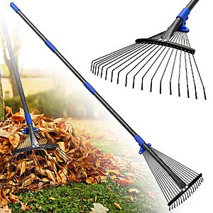 Adjustable Metal Leaf Rake w/ 8-17" Expandable Head $10.49 + Free Shipping w/ Prime or on $35+