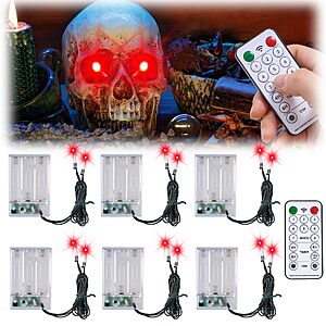 [Timer] 6PCS Halloween LED Glowing Eyes for Masks, Light Up Skull Eyes