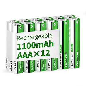 24-Pack Granicell 1100mAh NiMH Rechargeable AAA Batteries $11.24 w/ S&S + Free Shipping w/ Prime or on $35+