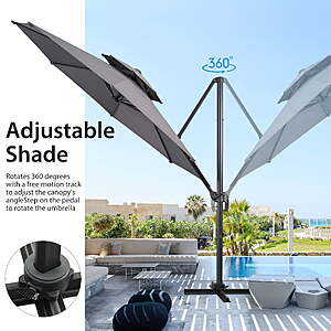 Ainfox 10' Offset Cantilever Patio Umbrella w/ 360° Rotation & 5-Level Tilt (Gray) $89.99 + Free Shipping