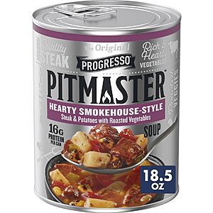 Progresso Pitmaster Steak & Potato with Roasted Vegetables Soup, 18.5 oz x 2~$3.71 After Multibuy & S&S @ Amazon