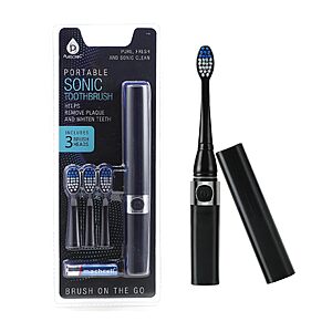 Pursonic Portable Sonic Toothbrush w/ 3 Brush Heads (Black) $6 + Free Shipping w/ Prime or on orders over $35