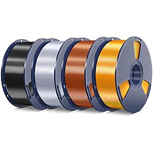 $42.40 | SUNLU Silk Pla Plus Filament 4kg Bundle, (Black+Silver+Red Copper+Brass) at Amazon