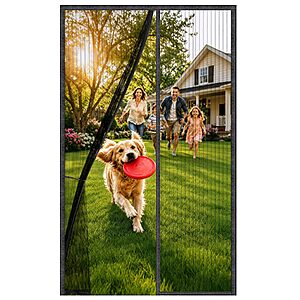 38" x 82" LADANY Magnetic Screen Door (Black) $6.44 + Free Shipping w/ Prime or on $35+