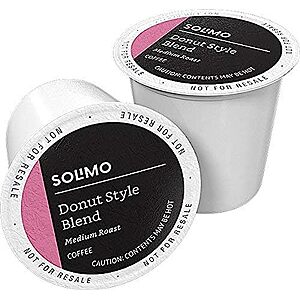 [Prime, SnS, AC] $19.74* | 100-Count Solimo Medium Roast Coffee Pods (Donut Style) at Amazon