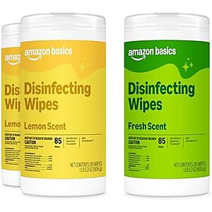 [Prime, SnS] $8.94 | 3-Pk 85-Count Amazon Basics Disinfecting Wipes (Lemon & Fresh Scent) at Amazon