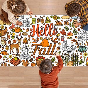30" x 72" BashyGo Fall Giant Coloring Poster/Tablecloth (Orange) $2.99 + Free Shipping w/ Prime or on $35+