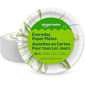 [Prime, SnS] $4.81 | 100-Ct 8.62" Amazon Basics Everyday Disposable Paper Plates at Amazon