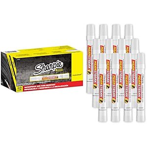 $10.20 | Sharpie Mean Streak Permanent Marking Stick, Bullet Tip, White, Box of 12 at Amazon