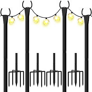 4-Pack 10' WeValor String Light Poles w/ 5-Prong Base $16.61 + Free Shipping w/ Prime or on $35+