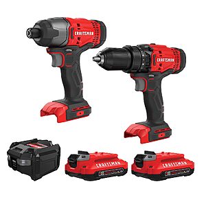 Craftsman V20 20V MAX Cordless Drill/Driver Set w/ 2x Batteries, Charger & Bag $99.00 + Free Shipping