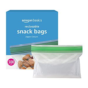 [Prime] 300-Count Amazon Basics Reclosable Food Storage Snack Bags $4.93 + Free Shipping