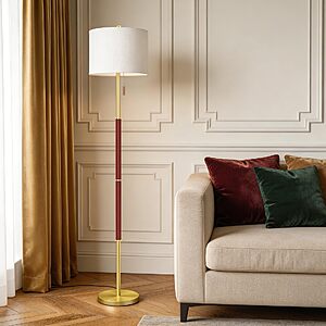 62" Karjoefar  Mid Century Metal Base Floor Lamp w/ 13.2" Linen Shade and 3 Color Temps (Various) $19.99 + Free Shipping w/ Prime or on $35+