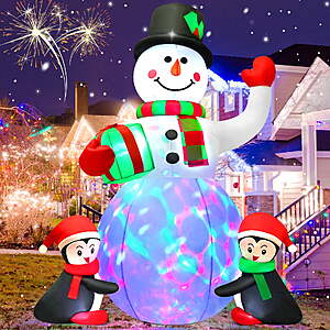 $29.98: Yexmas 6.3FT Christmas Inflatable Snowman with Penguins & Gift Box, LED Lights at Walmart.com