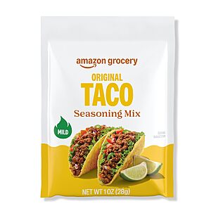 43 cents or less S&S, buy 4 save more! PRIME ONLY Amazon Grocery, Taco Seasoning Mix, Mild Heat, 1 Oz