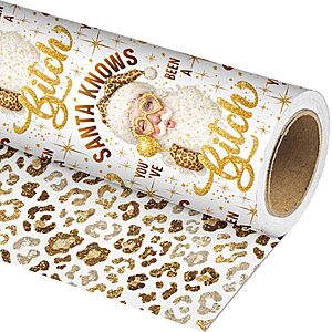 Reversible Funny Christmas Wrapping Paper Roll -Total 28.5sq.ft for Adult Christmas Holiday Birthday Party $5.99