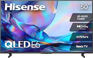 $278 AMAZON FS Hisense 50" Class E6SR Series Hi-QLED 4K UHD Smart Roku TV (50E6SR, 2026 Model)