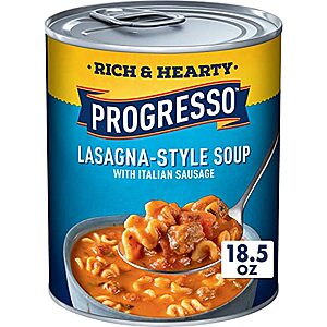 $3.45* | 18.5-Oz Progresso Rich & Hearty Lasagna-Style Soup w/ Italian Sausage at Amazon