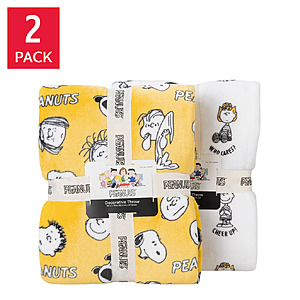 Peanuts Printed VelvetLoft Throw, 2-pack $19.97