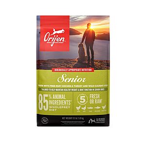 Select Accounts: 13-Lb ORIJEN Grain-Free Senior Dry Dog Food $55.49 w/ S&S + Free Shipping